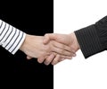 Shake hands of opposites Royalty Free Stock Photo
