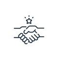 shake hands vector icon on white background. Outline, thin line shake hands icon for website design and mobile, app