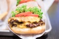 Shake shack burger yummy beef burger with melting cheese and vegetables Royalty Free Stock Photo