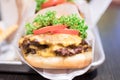 Shake shack burger yummy beef burger with melting cheese and vegetables Royalty Free Stock Photo