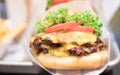 Shake shack burger yummy beef burger with melting cheese and vegetables Royalty Free Stock Photo