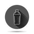 Shaker cocktail icon in flat style. Alcohol bottle vector illustration on black round background with long shadow effect. Bar Royalty Free Stock Photo