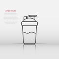 Shaker icon in flat style. Sport bottle vector illustration on white isolated background. Fitness container business concept Royalty Free Stock Photo