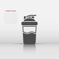 Shaker icon in flat style. Sport bottle vector illustration on white isolated background. Fitness container business concept Royalty Free Stock Photo