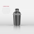 Shaker icon in flat style. Sport bottle vector illustration on white isolated background. Fitness container business concept Royalty Free Stock Photo