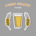 Shaker pint beer glass and two wheat spikes stickers