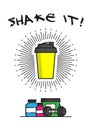 Shaker with sports supplements vector illustration