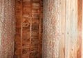 Shaker Village Ice House interior wall framing layers