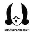 Shakespeare icon vector isolated on white background, logo concept of Shakespeare sign on transparent background, black filled