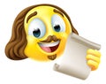 Shakespeare Poet Emoticon Emoji Cartoon Face Icon