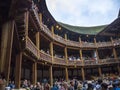 Shakespeare`s Globe Theatre on the bank of the Thames in Southwark London England