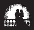 Shakespeare s play Romeo and Juliet on balcony, romantic date, silhouette, love story, Royalty Free Stock Photo