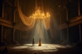 Shakespeare\'s stage with yellow mist. Beautiful illustration picture. Generative AI
