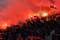 Shakhtar fans lit fireworks in the stands