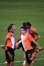 Shakhtar players warming up Royalty Free Stock Photo