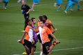 Shakhtar players warming up Royalty Free Stock Photo