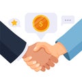 Shaking hands of business partners. Symbol of partnership, teamwork, cooperation, greeting shake, work agreement and success deal. Royalty Free Stock Photo