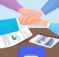 Shaking hands business vector with symbol of success deal, happy partnership, greeting shake Royalty Free Stock Photo