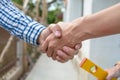 Shaking hands of foreman engineer teamwork. Royalty Free Stock Photo