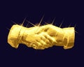 Shaking hands golden low poly design