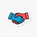 Shaking hands sticker icon isolated on white background. Shaking hands icon simple sign