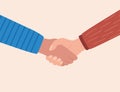 Shaking hands, symbol of success deal, happy partnership, greeting shake, casual handshaking agreement. Vector illustration in Royalty Free Stock Photo