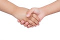 Shaking hands of two children Royalty Free Stock Photo