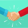 Shaking hands vector illustration, agreement deal handshake, partnership friendship congratulations Royalty Free Stock Photo