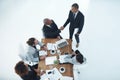 Shaking hands, welcome and business people meeting, b2b onboarding and thank you, success or financial deal. Corporate Royalty Free Stock Photo