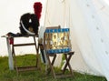 Shako and drum in tent Royalty Free Stock Photo