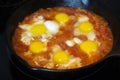 Shakshouka - fried eggs with tomatoes, Israeli national dish.