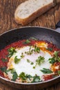 Shakshuka in a pan Royalty Free Stock Photo