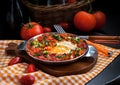 Shakshuka with tomatoes and eggs