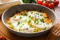 Shakshuka - traditional dish of israeli cuisine in a skillet Royalty Free Stock Photo