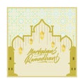 Marhaban ya Ramadhan Banner or Poster Lettering with Modern Mosque Pattern