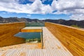 Shalala Viewpoint. Lake Quilotoa. Panorama of volcano crater lagoon of Quilotoa, near Quito, Andean region of Ecuador Royalty Free Stock Photo