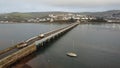 Shaldon bridge closure February 2022. Drone picture looking towards Teignmouth.