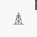 Shale gas rig, linear style sign for mobile concept and web design