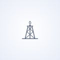 Shale gas rig, vector best gray line icon