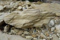 Shale rock on nature background, Shale is a sedimentary rock composed of very fine clay particles. Royalty Free Stock Photo