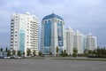 Modern high-rise residential complex in early September morning. Shali