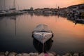 There are many yachts, boats and ships at sea. Marina at sunset. Vosice Croatia Gorgeous summer sunset by the ocean. Royalty Free Stock Photo