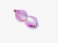 Shallot cut in half isolated on white Royalty Free Stock Photo