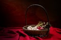 Shallots and Garlic in basket Royalty Free Stock Photo