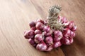 Shallots onion on wood background Royalty Free Stock Photo