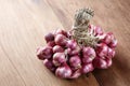 Shallots onion on wood background