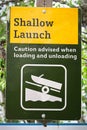 A shallow boat launch sign advising caution Royalty Free Stock Photo