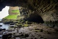 a shallow cave sheltered beneath a rock overhang