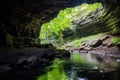 a shallow cave sheltered beneath a rock overhang