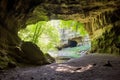 a shallow cave sheltered beneath a rock overhang